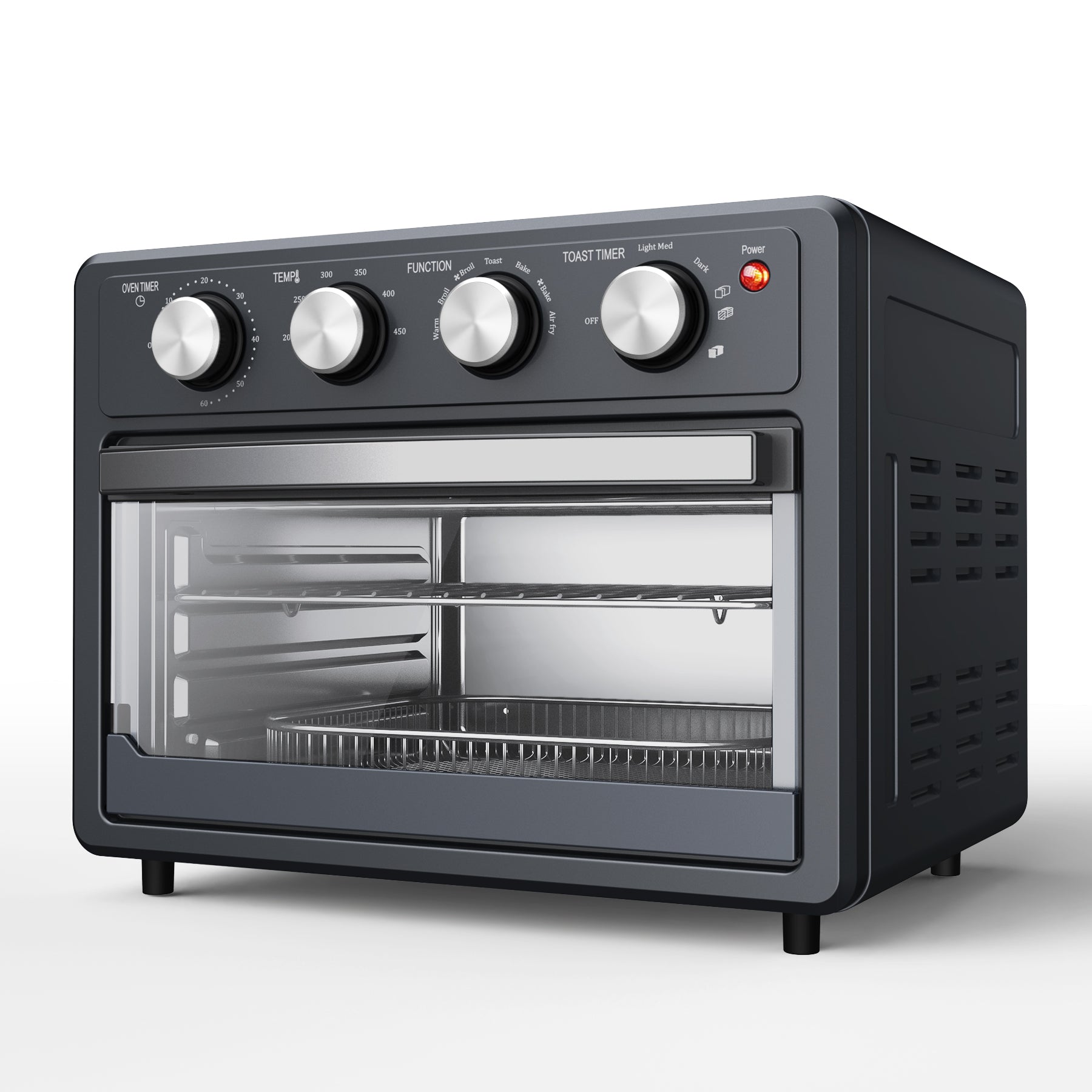 Air Fryer Oven , Countertop Toaster Oven, 3-Rack Levels, 4 mechinical  knobs，Black housing with single glass door(24 QT 1700W) - Bed Bath & Beyond  - 36544248